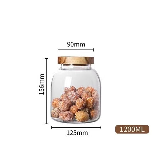 1200-3000 Ml Large Capacity Glass Sealed Jar Lid Sealed Storage Wood