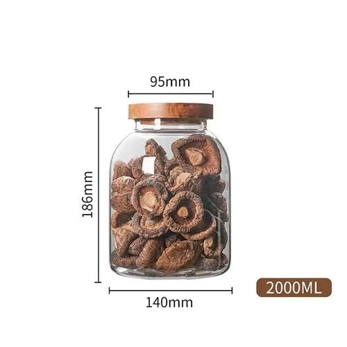 1200-3000 Ml Large Capacity Glass Sealed Jar Lid Sealed Storage Wood