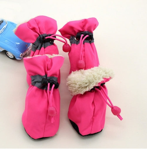 4pcs Antiskid Puppy Shoes Waterproof Winter Pet Dog Anti slip Rain