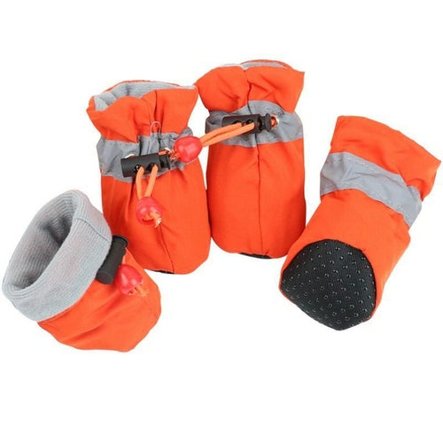 4pcs Antiskid Puppy Shoes Waterproof Winter Pet Dog Anti slip Rain