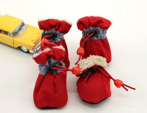 4pcs Antiskid Puppy Shoes Waterproof Winter Pet Dog Anti slip Rain