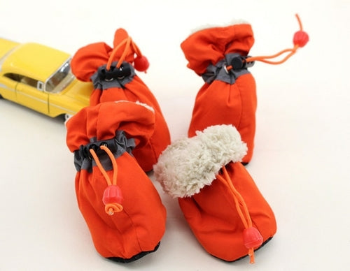 4pcs Antiskid Puppy Shoes Waterproof Winter Pet Dog Anti slip Rain