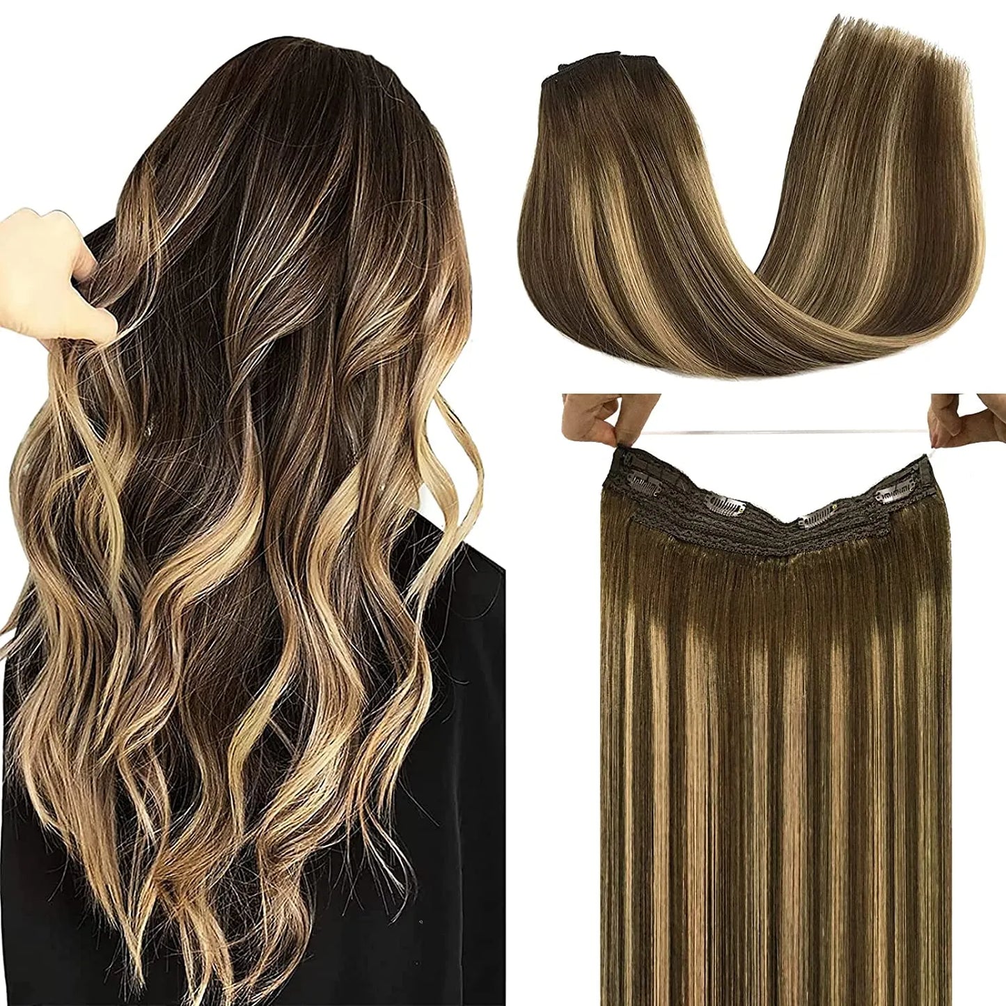 Wire Hair Extension Ombre Wire Real Human Hair Extensions Natural Remy