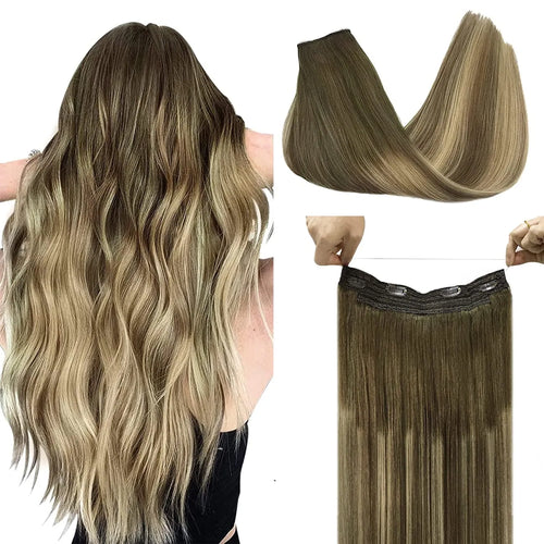 Wire Hair Extension Ombre Wire Real Human Hair Extensions Natural Remy