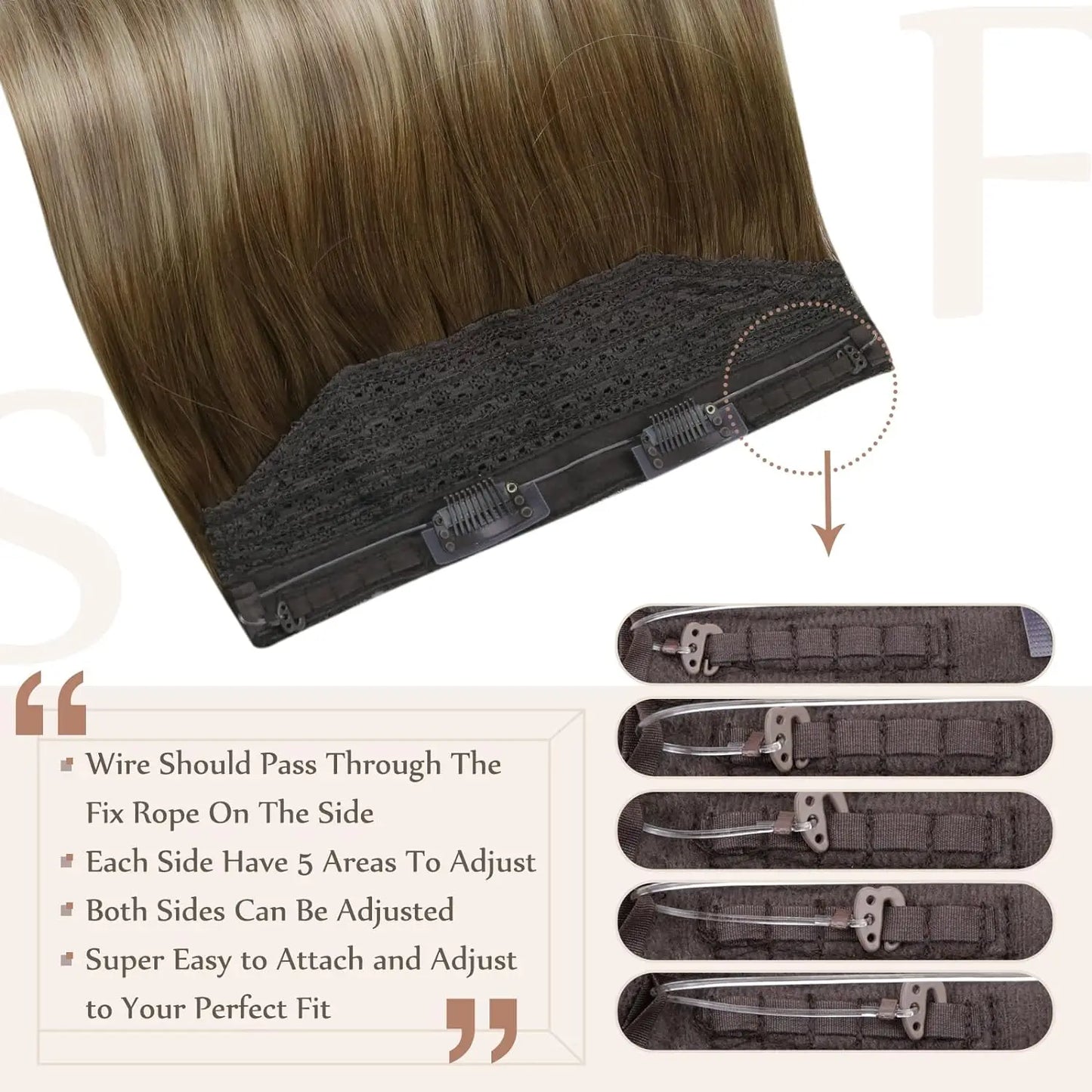 Full Shine Fish Line Hair Extensions Invisible Thread Hair Extension