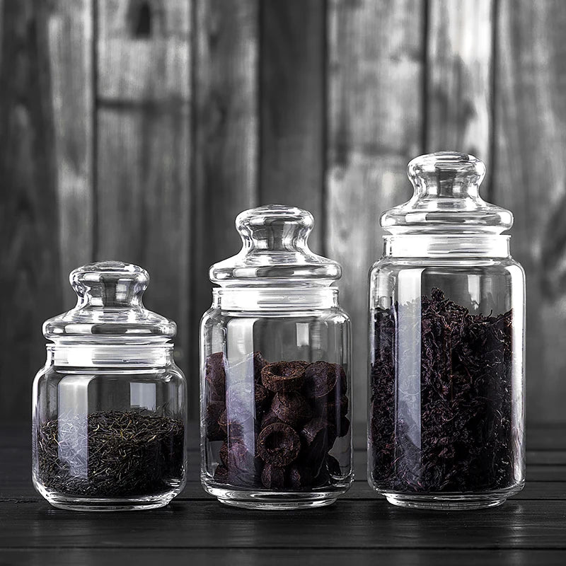 Transparent Glass Sealed Jar Candy Tea Grain Coffee Beans Snacks Spice