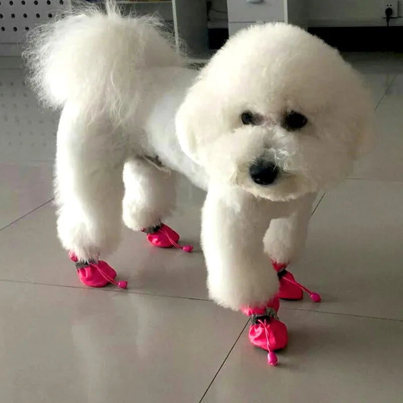 4pcs/set Waterproof Pet Dog Shoes Anti-slip Rain Snow Boot Footwear