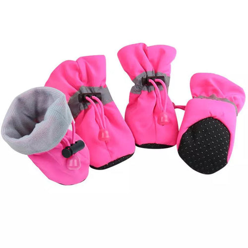 4pcs/set Waterproof Pet Dog Shoes Anti-slip Rain Snow Boot Footwear