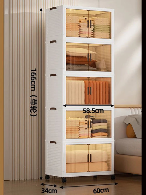 Large Double Door Open Folding Storage Box with Lid Wheels Stackable
