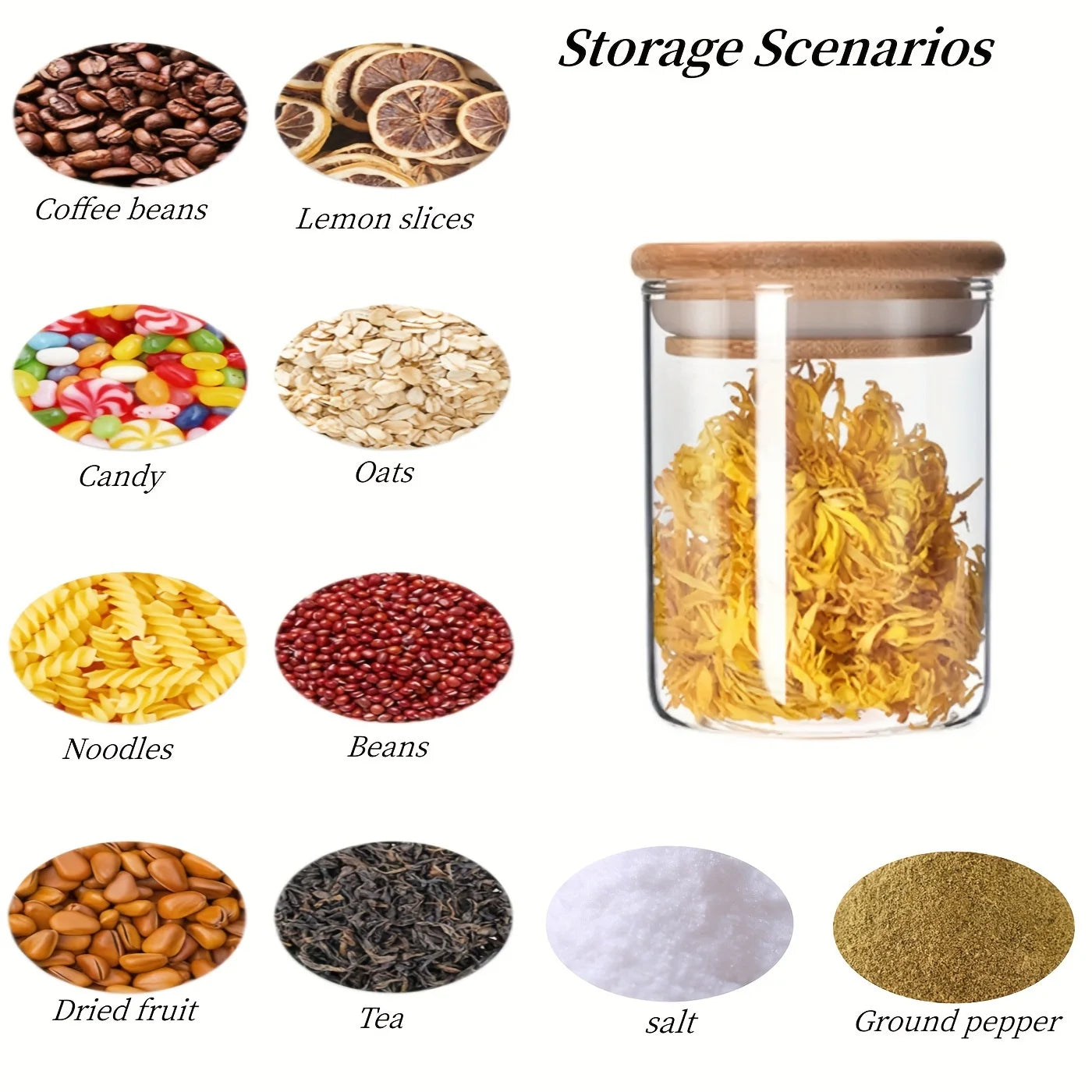12packs Sealed Storage Jars, Glass Candy Jars With Lids With Bamboo