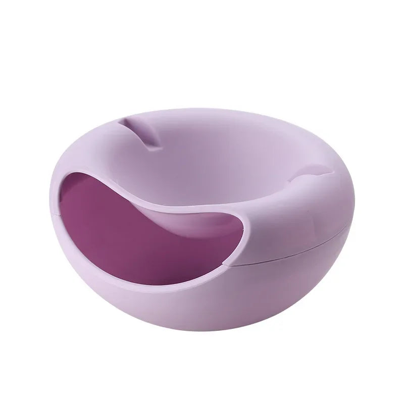 Lazy Snack Bowl Plastic Double-Layer Snack Storage Box Bowl Fruit Bowl