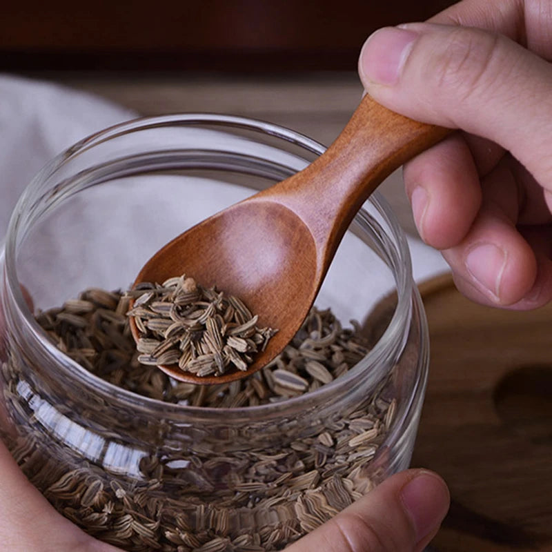 4Pcs Mini Wooden Spoons Small Kitchen Spice Condiment Spoon Sugar Tea