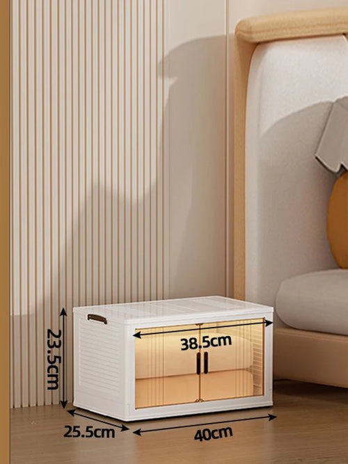 Large Double Door Open Folding Storage Box with Lid Wheels Stackable