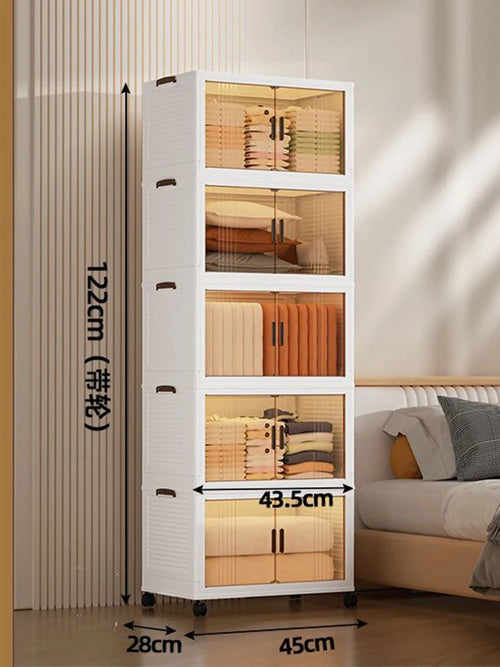 Large Double Door Open Folding Storage Box with Lid Wheels Stackable