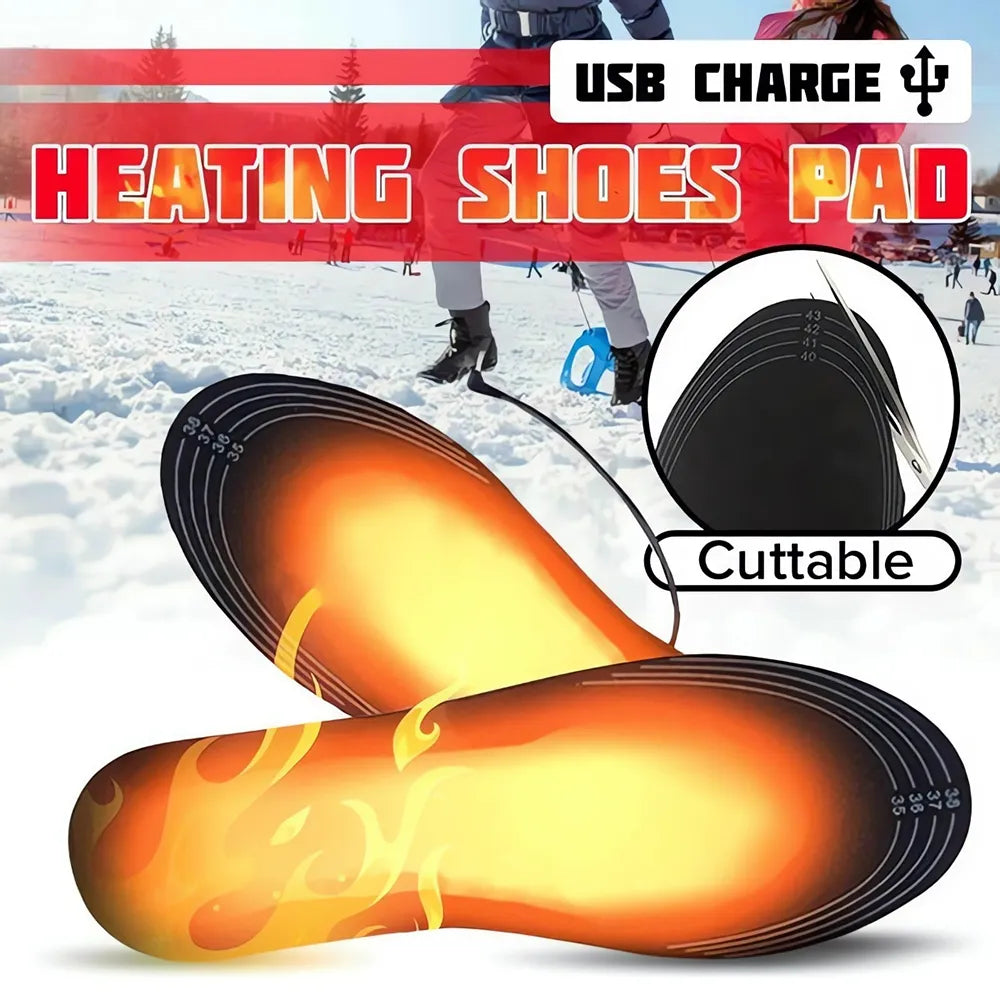 Cuttable USB Heated Shoe Insoles Winter Outdoor Feet Warm Sock Pad