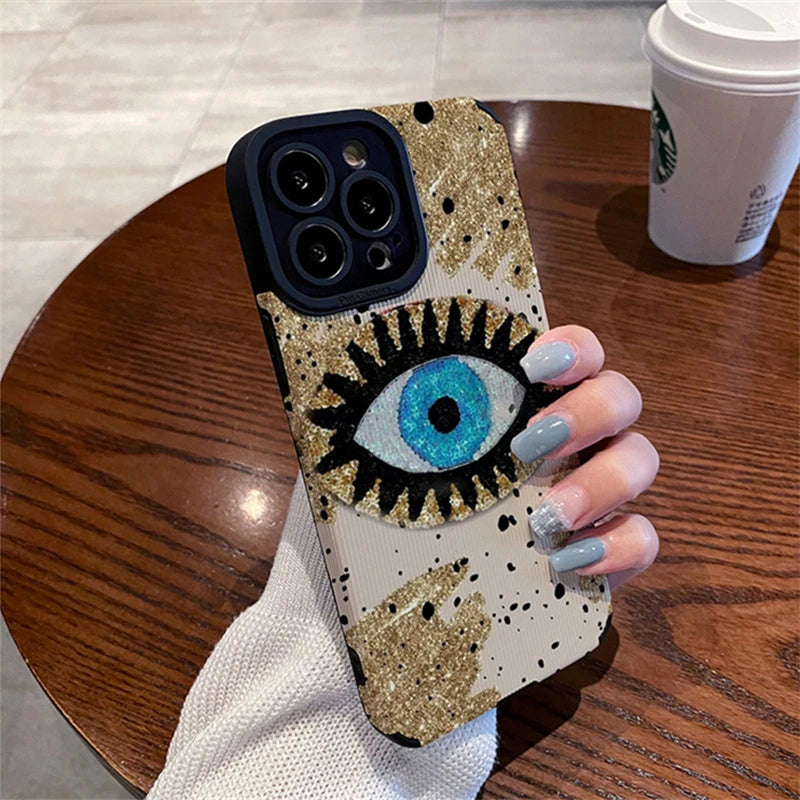 Stylish Blue Eye Soft Silicone Phone Case For iPhone 15 14 13 12 11