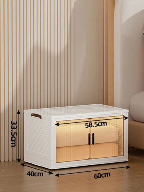 Large Double Door Open Folding Storage Box with Lid Wheels Stackable