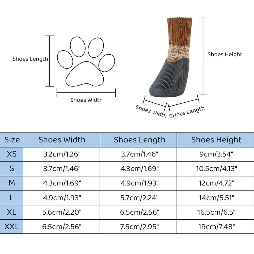 4PCS/Set Dog Paw Protecto Boots Waterproof Rain Winter Pet Snow Shoes