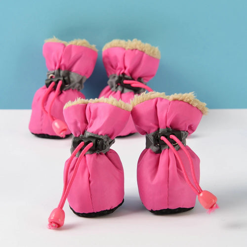4pcs/set Waterproof Winter Pet Dog Shoes Anti-slip Rain Snow Boots