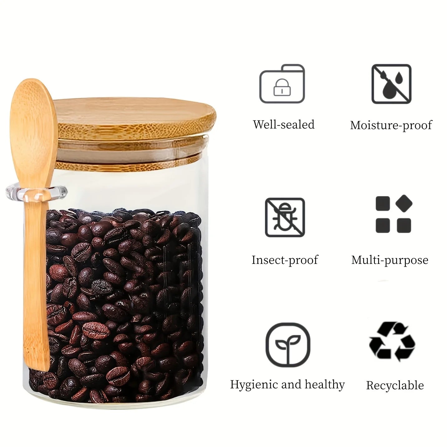 18oz Airtight Glass Jars With Lids And Spoons, Candy Jars With Lids,