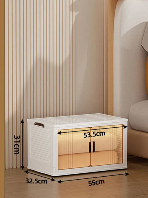 Large Double Door Open Folding Storage Box with Lid Wheels Stackable