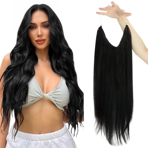 VeSunny Fish Line Human Hair Extension Wire Natural Hair OnePiece