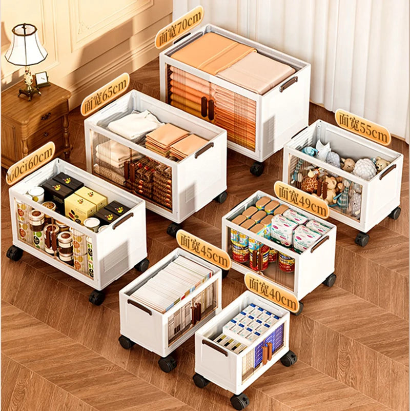 Large Double Door Open Folding Storage Box with Lid Wheels Stackable