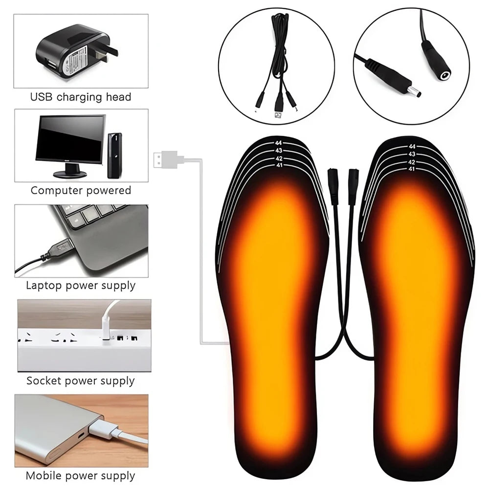 Cuttable USB Heated Shoe Insoles Winter Outdoor Feet Warm Sock Pad