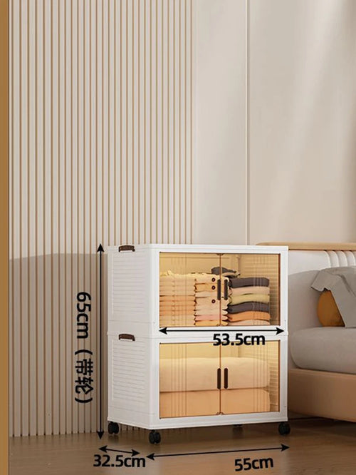 Large Double Door Open Folding Storage Box with Lid Wheels Stackable