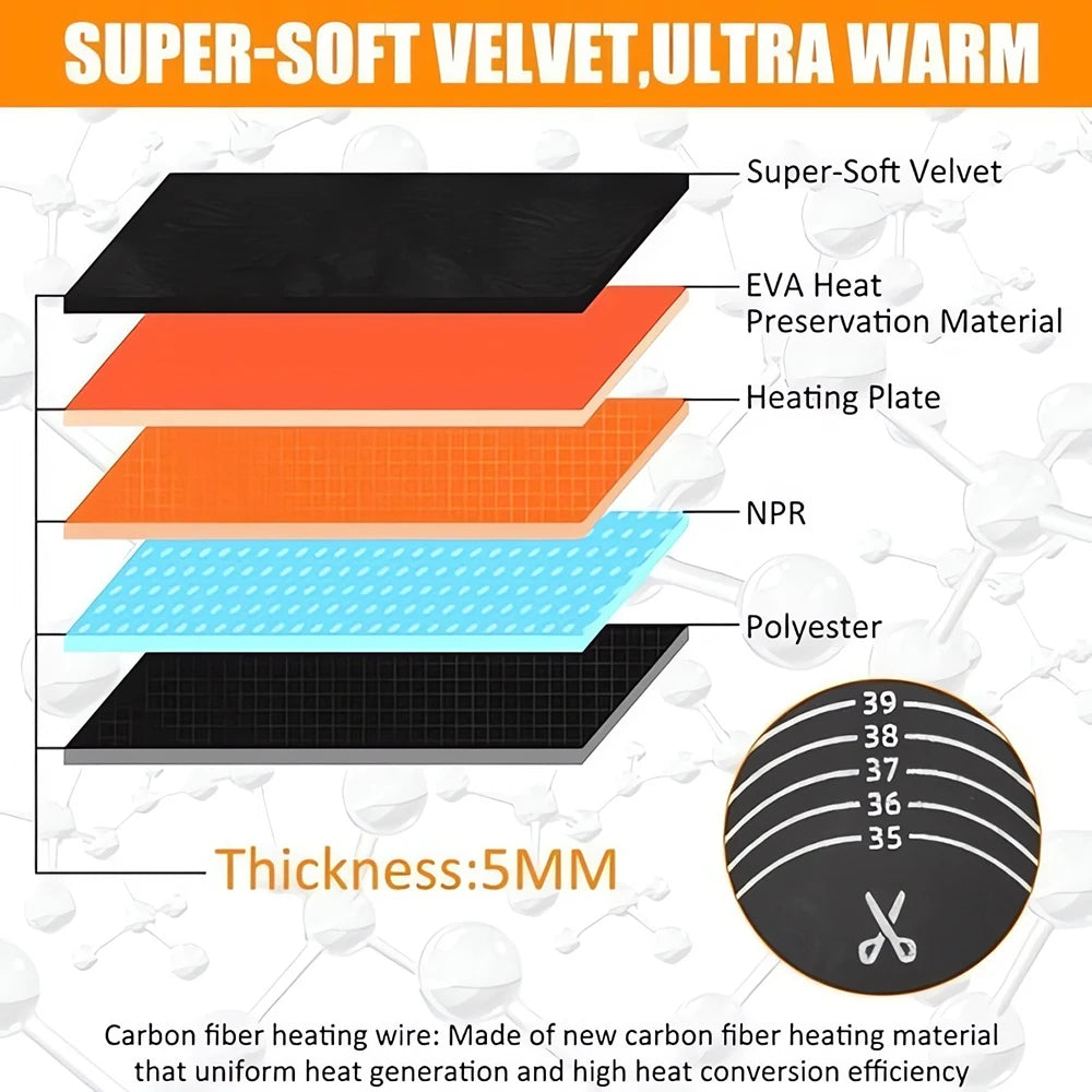 Cuttable USB Heated Shoe Insoles Winter Outdoor Feet Warm Sock Pad