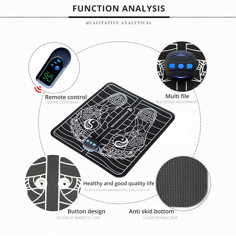 Remote Control EMS Foot Massager Pad Pulse Physiotherapy Micro-current