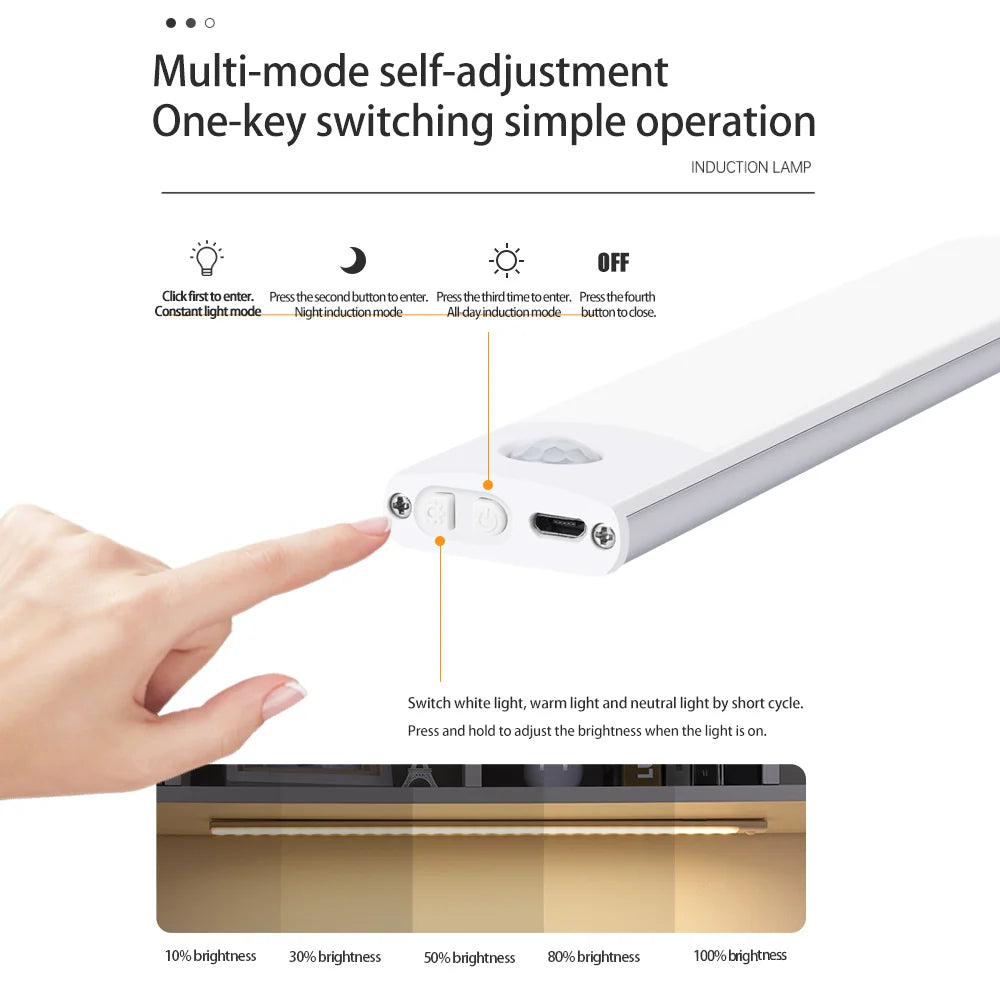 Motion Sensor Light Wireless LED Night Light USB Rechargeable Night