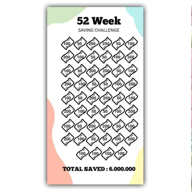 10Pcs 52 Weeks Savings Challenge Planner Cards Cash Binder Simple and
