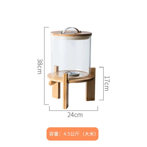 Food Rice Dispenser Storage Container with Airtight Bamboo Lid and