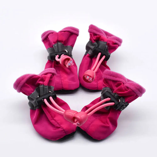4pcs/set Waterproof Winter Pet Dog Shoes Anti-slip Rain Snow Boots