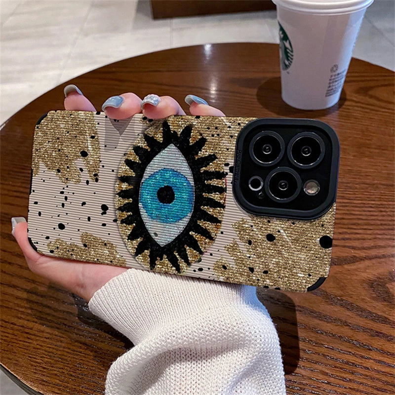Stylish Blue Eye Soft Silicone Phone Case For iPhone 15 14 13 12 11