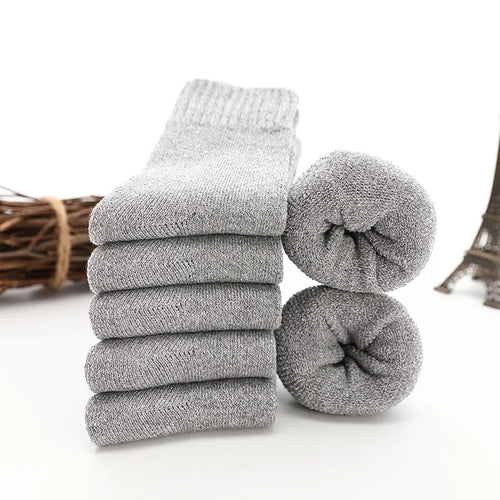 5Pairs Men Thick Winter Woolen Merino Socks for Male Towel Thermal