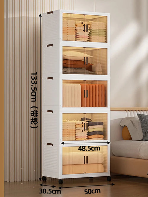 Large Double Door Open Folding Storage Box with Lid Wheels Stackable