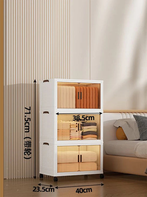 Large Double Door Open Folding Storage Box with Lid Wheels Stackable