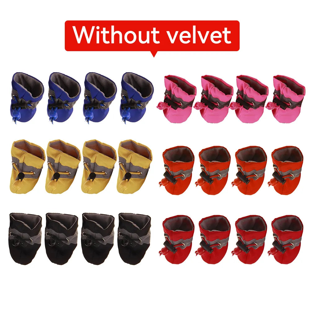 4pcs/set Waterproof Pet Dog Shoes Anti-slip Rain Snow Boot Footwear