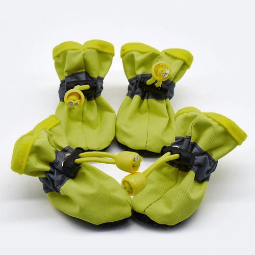 4PCS Pet Shoes Waterproof Anti-slip Rain Snow Boots Footwear Thick For