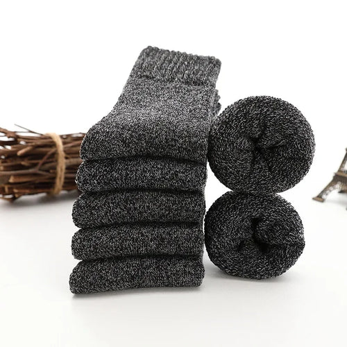 5Pairs Men Thick Winter Woolen Merino Socks for Male Towel Thermal