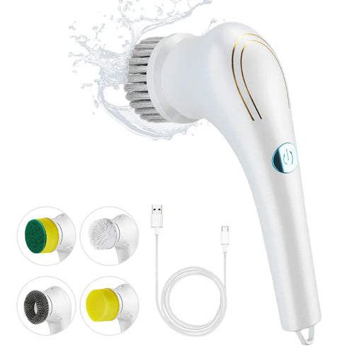 Electric Spin Cleaning Brush with 5 PCS Heads Cordless Portable Scrub