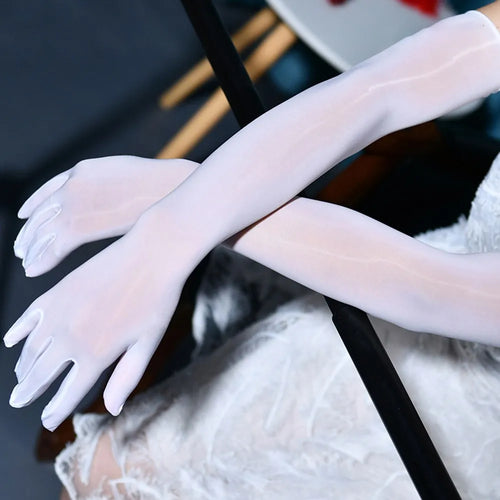 Unisex Smooth Sheer Shiny Seamless Long Gloves Ladies Bridal Tights