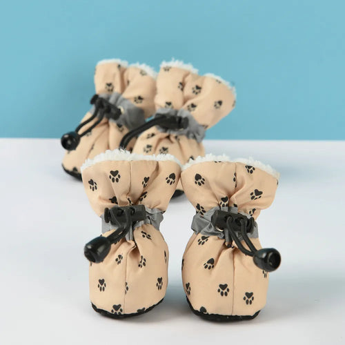 4pcs/set Waterproof Winter Pet Dog Shoes Anti-slip Rain Snow Boots