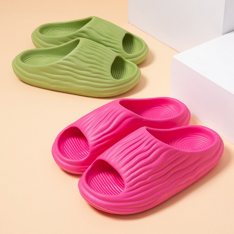 Shevalues Pleated Fashion Women's Slippers Summer Indoor Men's Soft