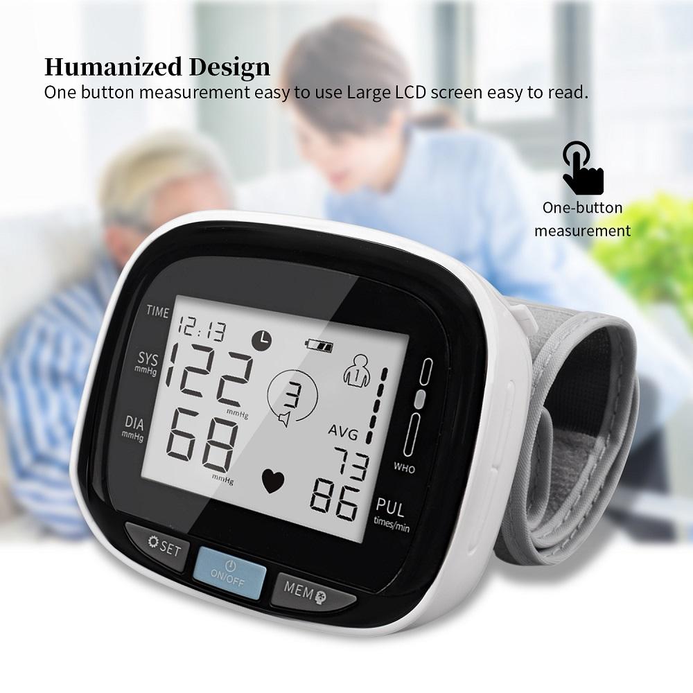 Digital Wrist Blood Pressure Monitor Beat Rate Meter Device Equipment
