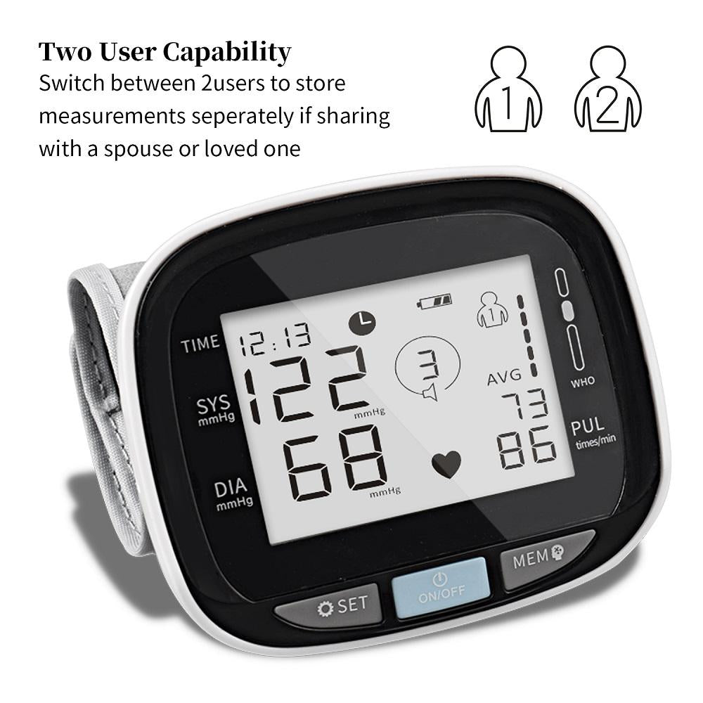 Digital Wrist Blood Pressure Monitor Beat Rate Meter Device Equipment