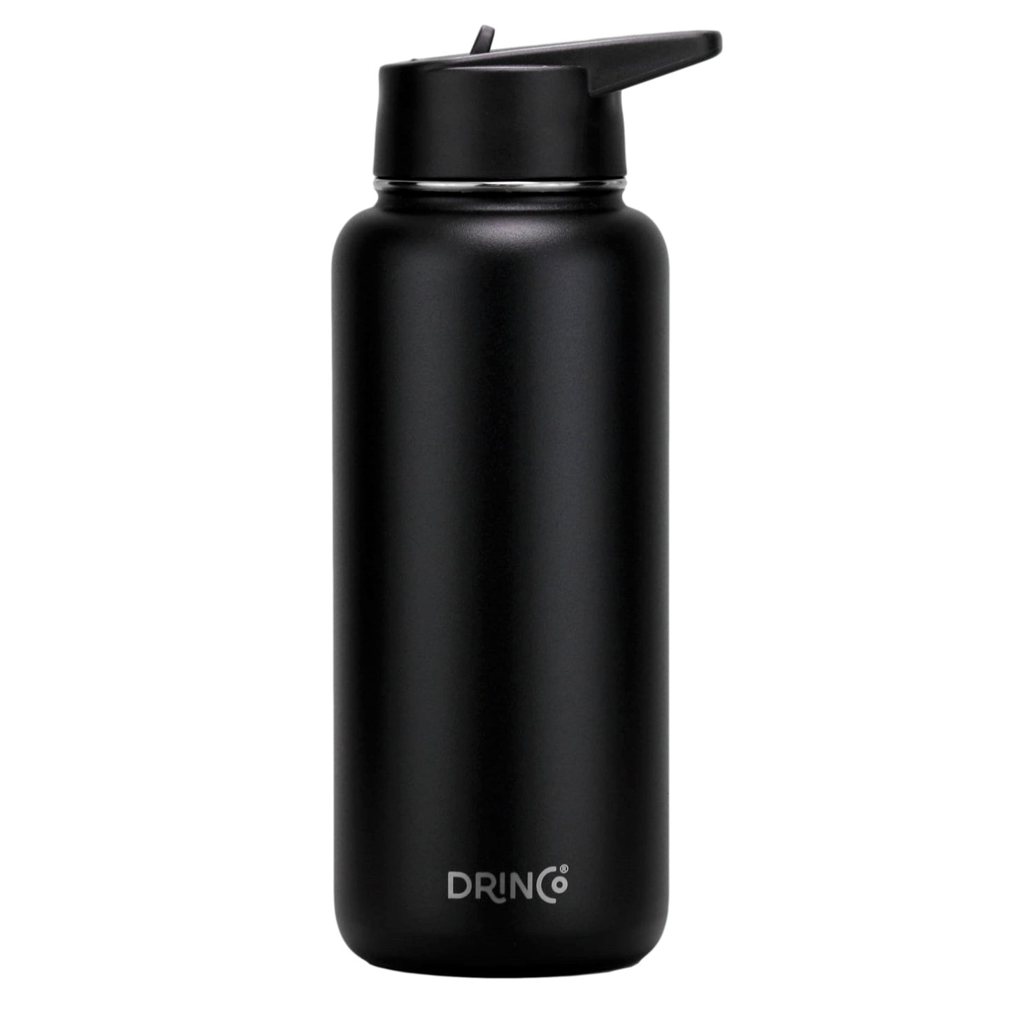 DRINCO® 32oz Stainless Steel Water Bottle (3 lids) - Black