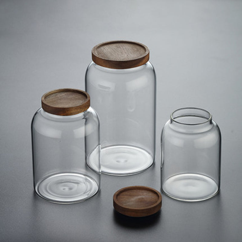 1200-3000 Ml Large Capacity Glass Sealed Jar Lid Sealed Storage Wood